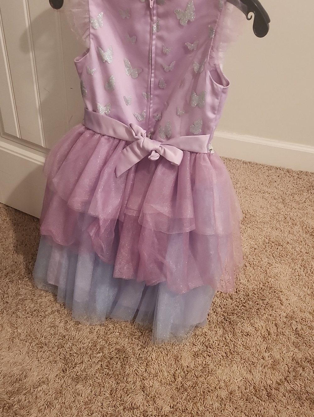 Lilac & Light Blue Butterfly Tulle Party Dress for Girls